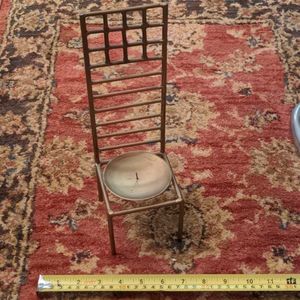 EUC figural gold metal pillar candle holder